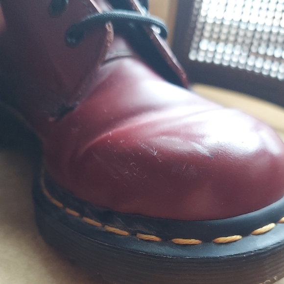 Dr. Martens Cherry Red Leather Boots - Picture 5 of 8
